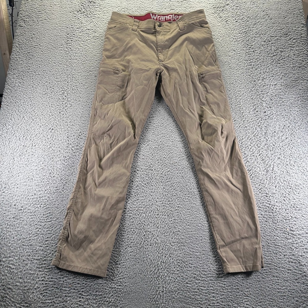 Wrangler Pant Men 34x32 Brown Nylon Windbreaker Straight Hiking Gorpcore Stretch